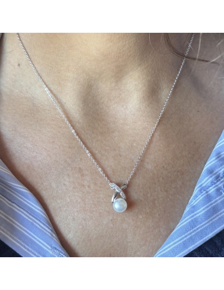 Collar dije en cruz cz y perla