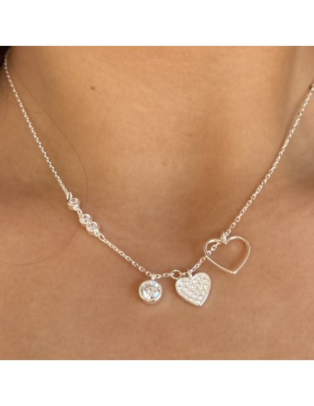 Conj. Tipo collar c/ corazones y zc red.engarce ingles