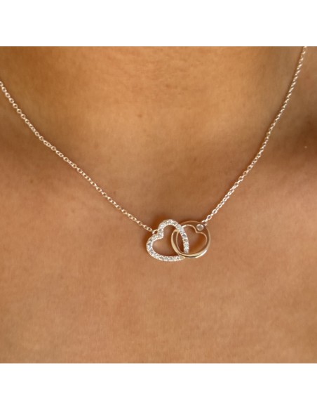 Conj. Dijes entrelazados corazon con zc y circulo con piedra