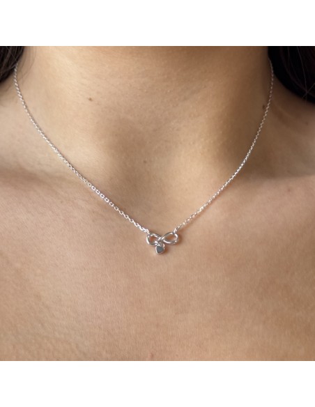 Conj.  Incorporado con infinito s/ piedras y mini corazon colgando 42cm