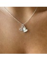 Conj. Con dije con 2 corazones, uno c/ nacar