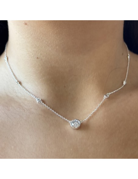 Conj. Tipo collar con zc y dije central 7,5mm engarce ingles