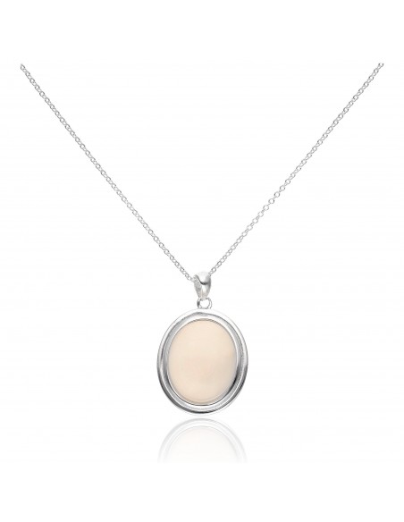 Conj. c/dije oval de piedra lunar 18x21mm
