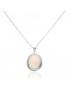 Conj. c/dije oval de piedra lunar 18x21mm