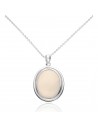 Conj. c/dije oval de piedra lunar 18x21mm