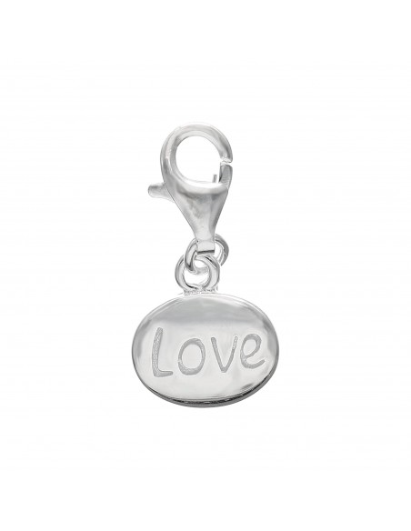 Medalla oval LOVE con mosqueton
