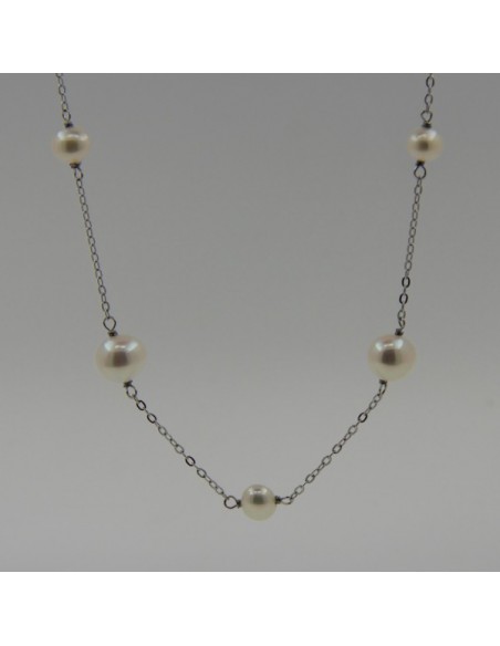 Collar perlas de cultivo de rio rod.7.5 x 5.3  2 tamaños x 45 cm