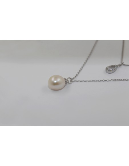 Collar 2/largos c/perla de rio y zic rodinada